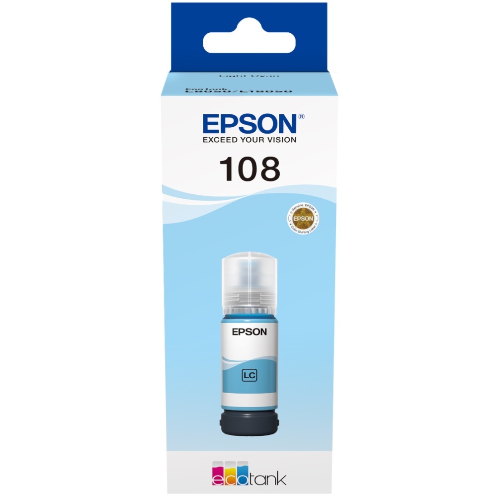  Epson 108 Light Cyan ink bottle (70ml)