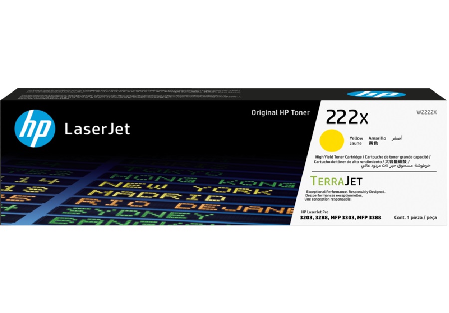 HP W2222X 222X High Yield Yellow LaserJet Toner Cartridge (2,500 Pages)